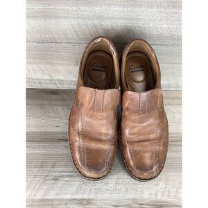 Men's Clarks Brown Leather Upper Slip On Loafers Size 8M Shoes 14885